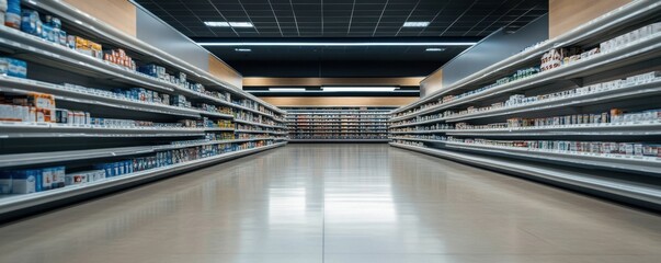Fototapeta premium Economic Downturn Concept: Empty Store Shelves Reflecting Consumer Decline Amid Recession