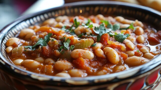 Spicy stew of Turkish beans with a delicious tomato sauce.