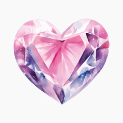 Watercolor heart-shaped gemstone illustration