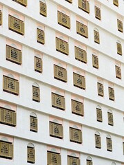 hospitality building viewed from below in the madinah area of Saudi Arabia