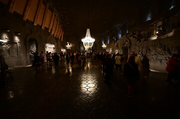 A Cathedral deep underground at a Salt mine in Poland. 