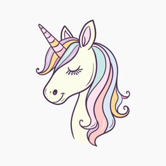 Colorful unicorn illustration with rainbow