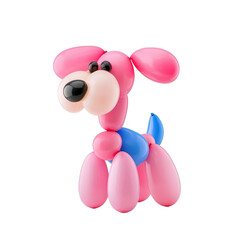 Naklejka premium A colorful pink balloon dog sculpture, perfect for children's parties, events, or playful decor.