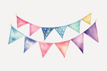 Colorful watercolor festive bunting