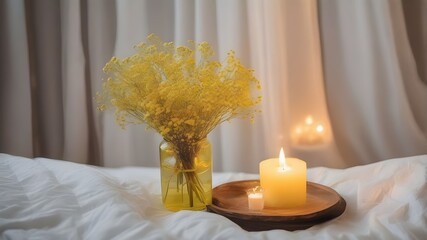 gypsophila on the bed