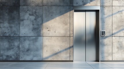 Modern Elevator Entrance in a Concrete Building