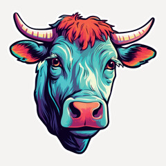 Colorful cow head illustration