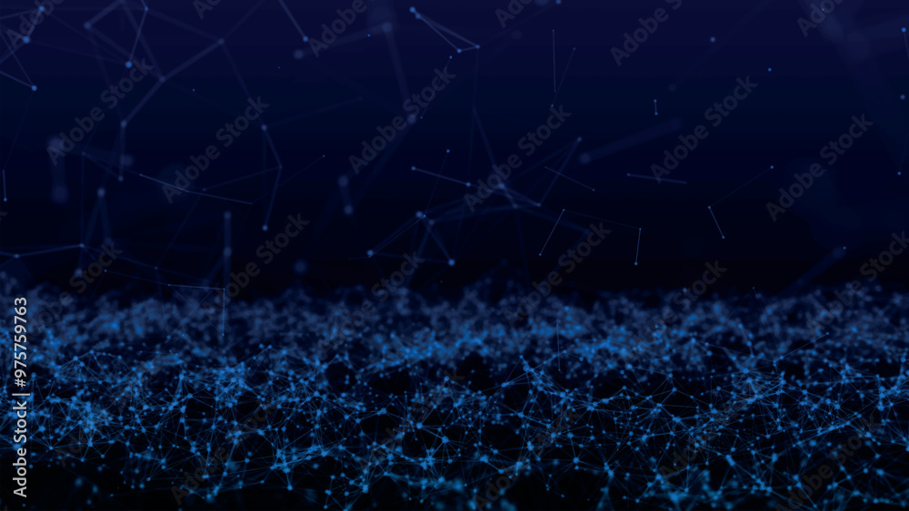 Poster data technology illustration. abstract background with a dynamic wave. dark background. big data vis