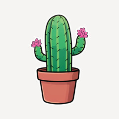 Cute potted cactus illustration