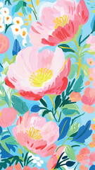Vibrant floral pattern illustration