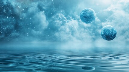 Enchanting Celestial Landscape with Ethereal Planets Suspended in Dreamlike Cosmos
