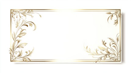A blank gift voucher template with elegant golden borders and space for custom text, isolated on a white background