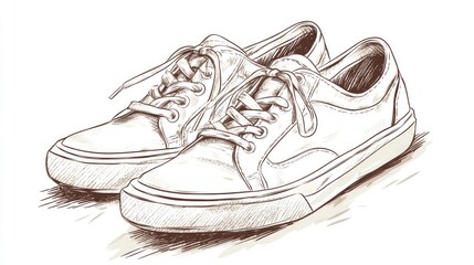 Hand drawn sketch of a pair of canvas sneakers.