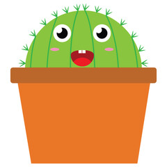 Illustration vector graphic of Cute cactus character isolated on white background. Cartoon style