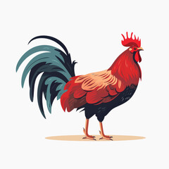 Colorful rooster illustration art