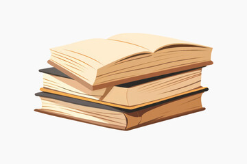 Stacked books with open pages