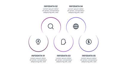 Line concept for infographic with 5 steps, options, parts or processes. Business data visualization.