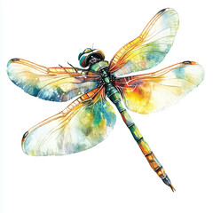 cute Dragonfly watercolor clipart illustration isolated