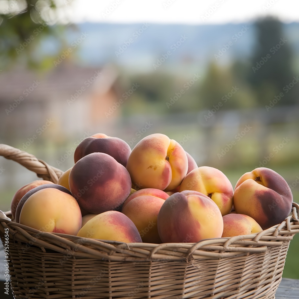 Wall mural Peaches in a basket