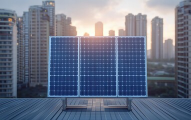 Fototapeta premium Solar panel professional advertising poster realistic instagram photo 