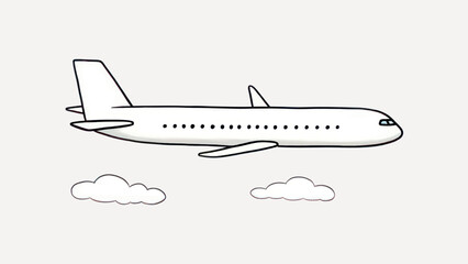 Simple airplane drawing in sky
