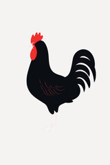 Minimalist black rooster illustration