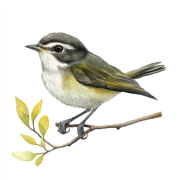 recommend clip art: cute Dusky Warbler watercolor clipart illustration isolated