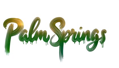 Palm Springs City Name Written in Street Art-Style , white background