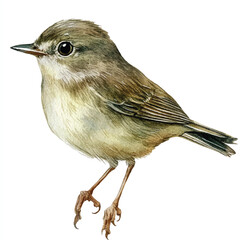 cute Dusky Warbler watercolor clipart illustration isolated