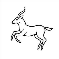 Jumping Antelope Outline, Deer leaping Silhouette