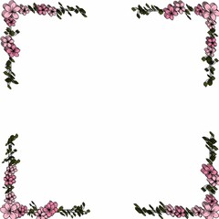 abstract floral background spring flowers border frame with flowers