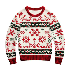 Christmas Sweater with Geometric Red and Green Pattern