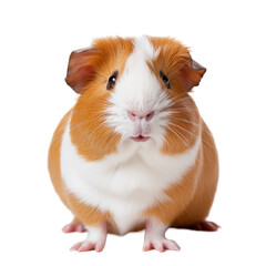 Cute Guinea Pig Sitting On A Transparent Background Looking Forward