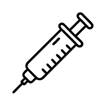 recommend clip art: Syringe icon, simple black line art, isolated on white, medical injection concept