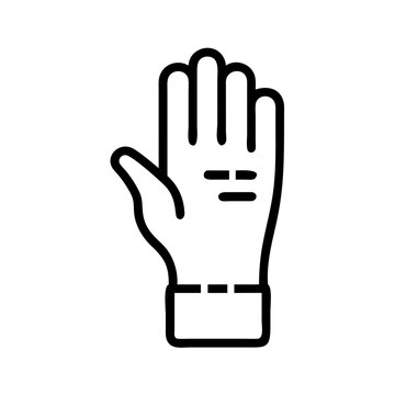 recommend clip art: Surgical glove icon, simple black line art, isolated on white, medical protection