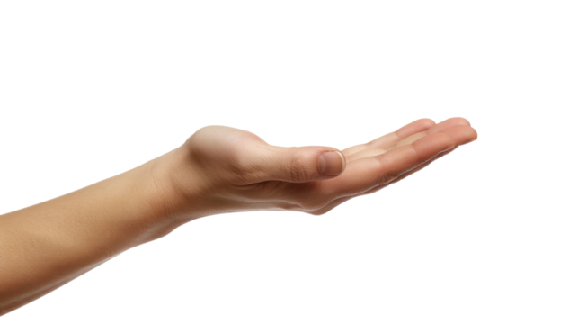 Helping hand outstretched on transparent background