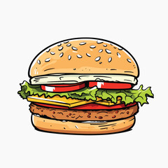 Delicious cartoon burger illustration