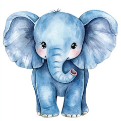 cute Elephant watercolor clipart illustration isolated