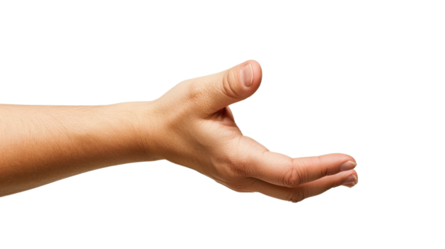 Helping hand outstretched on transparent background