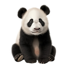 Obraz premium Adorable Panda Cub Sitting And Looking Forward Isolated On Transparent Background