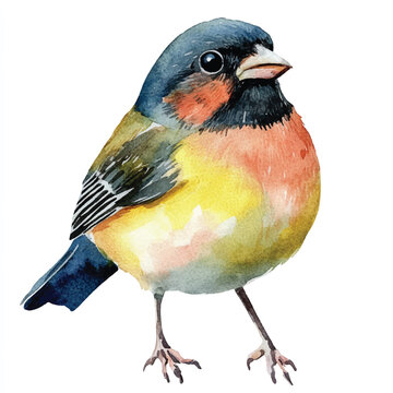 recommend clip art: cute Finch Bird watercolor clipart illustration isolated