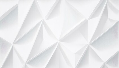 Fototapeta premium Mesh of three-dimensional white triangles geometrical background wallpaper banner flat lay top view from above. Minimalist hexagon pattern with soft white and light grey tones, clean and seamless