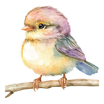 recommend clip art: cute Finchling watercolor clipart illustration isolated