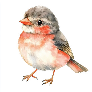 recommend clip art: cute Finchling watercolor clipart illustration isolated