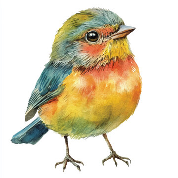 recommend clip art: cute Finchling watercolor clipart illustration isolated