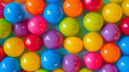 Colorful plastic balls in a children's playroom, close up