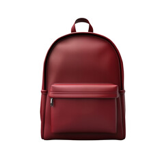 Minimalist Red Leather Backpack Isolated On Transparent Background with Modern Design