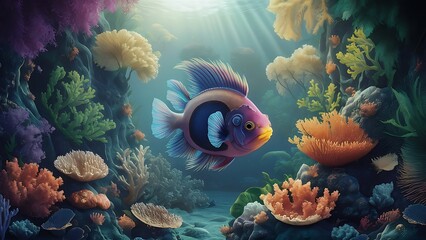 Seamless background illustration with flower loach
