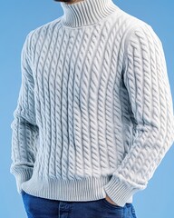 Closeup of Cable Knit Turtleneck Sweater
