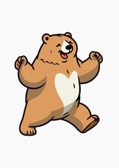 Happy cartoon bear dancing joyfully
